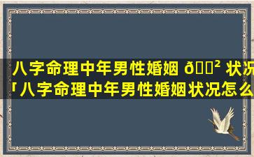 八字命理中年男性婚姻 🌲 状况「八字命理中年男性婚姻状况怎么看」